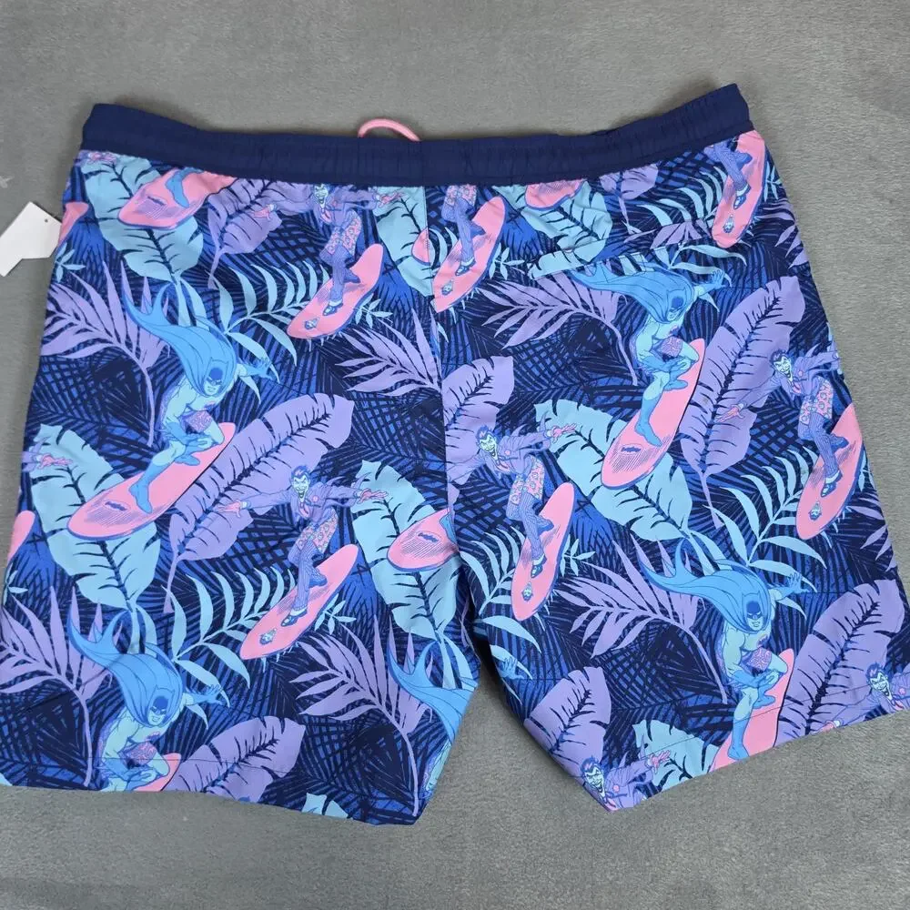 Batman Swim Trunks Mens XL Blue Joker Surfing Tropical Mesh Lined NWT